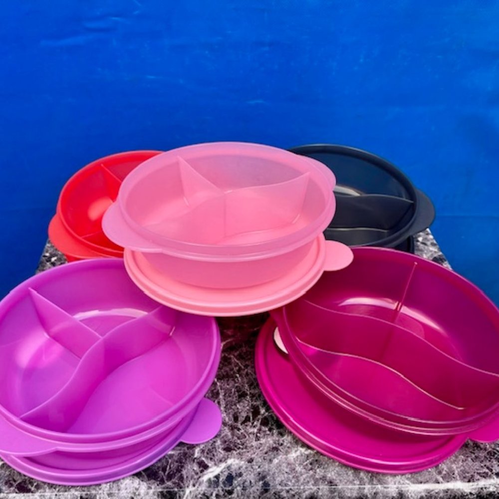 TUPPERWARE NEW MICROWAVE LUNCH BOWL DIVIDED DISH VENTED-4 CUP New